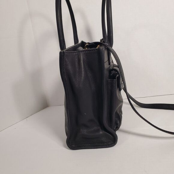 Vintage Fossil Black Genuine Leather Handbag Tote with Authenticity Card‎ #75082 - Picture 7 of 16